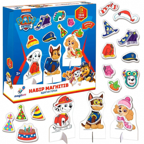 Набір магнітів Щенячий патруль. Вдягни героя Magdum 3 героя, 34 магніти ML 4034-13