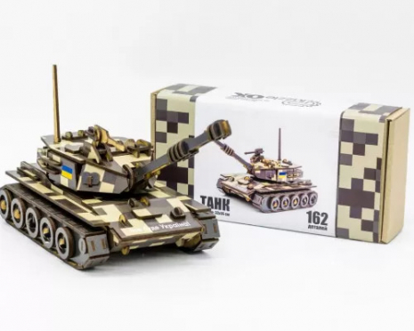 Деревянный 3D конструктор "Танк" (162 дет), PuzzleOK