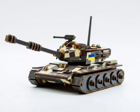 Деревянный 3D конструктор "Танк" (162 дет), PuzzleOK