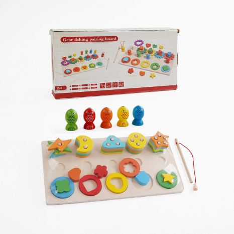 Дерев'яна логічна дошка-сортер з магнітною риболовлею  С 68296