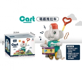 Пластмасова каталка на ручці Слоненятко з барабаном 0356-2