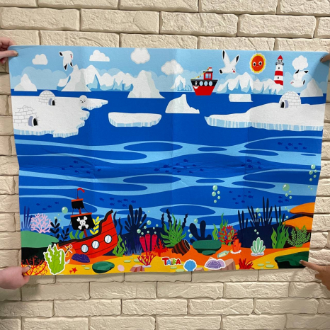 Фетровий плакат ігровий Антарктида та океан з липучками та гачками на стіну 101х65 см, C 73112