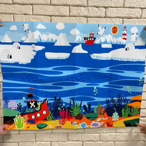 Фетровий плакат ігровий Антарктида та океан з липучками та гачками на стіну 101х65 см, C 73112