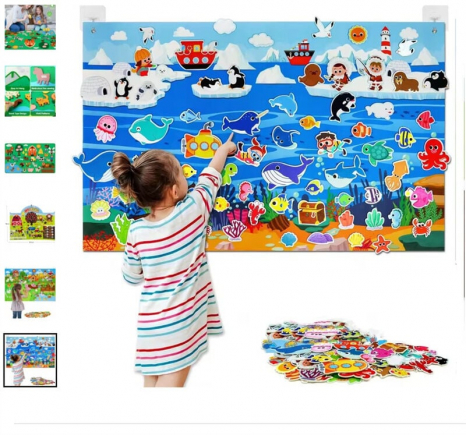 Фетровий плакат ігровий Антарктида та океан з липучками та гачками на стіну 101х65 см, C 73112