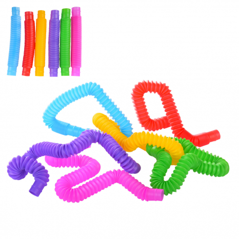 Набір розвиваючих трубок антистрес трубки Pop Tube (набір 6шт, довжина 14см) 18108