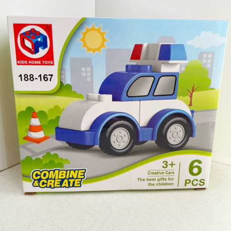 Конструктор Поліцейська машина, великі деталі, 6 елементыв