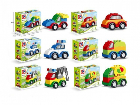 Конструктор авто, великі деталі, 6елементів, 6 шт.асортимент 188-167