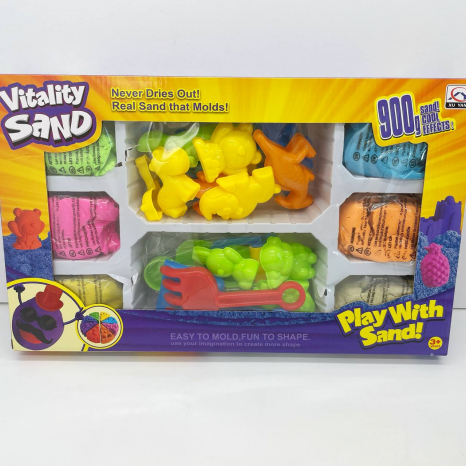 Кінетичний пісок  900 г, 6 кольорів, 14 форм, інструменти 1901 D/F/G