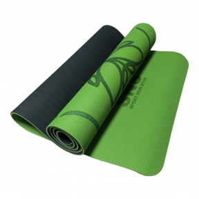 Килимок SNS для фітнесу та йоги зелений ТРЕ-6мм-З+З