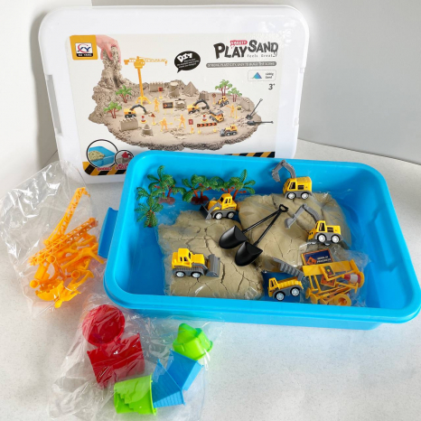 Кінетичний пісок у лотку 1200г форми, фігурки Транспорт спецтехніка, у боксі 1925