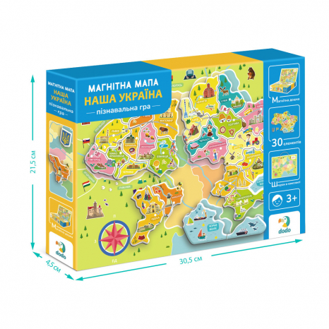 Магнитная игра - пазл карта Украины Dodo 200268 с магнитной доской 30 элементов