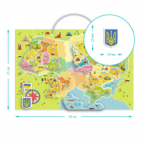 Магнитная игра - пазл карта Украины Dodo 200268 с магнитной доской 30 элементов