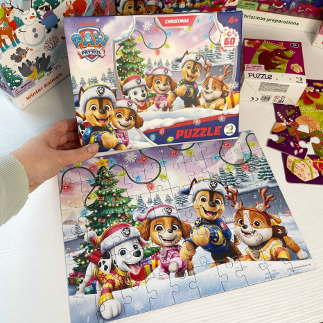 Картонні пазли Щенячий патруль 60 елементів Час Різдва настав! 200696 Dodo Додо