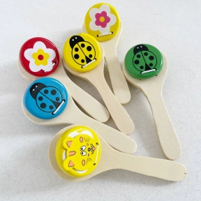 Деревянная музыкальная игрушка Кастаньета на ручке