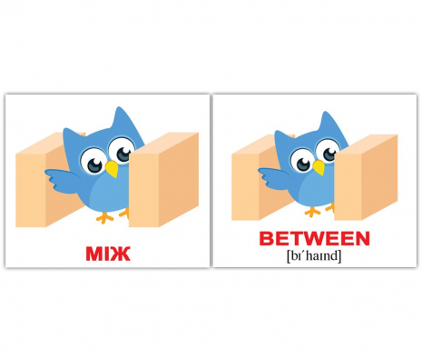 Міні-картки Домана "Прийменники/Prepositions" Вундеркінд з пелюшок.