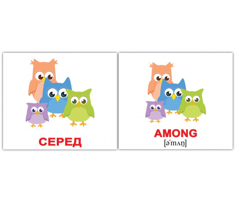 Міні-картки Домана "Прийменники/Prepositions" Вундеркінд з пелюшок.