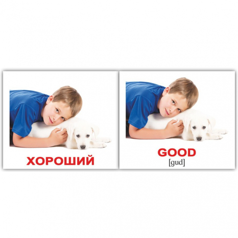 Міні-картки Домана "Прикметники/Adjectives" Вундеркінд з пелюшок.