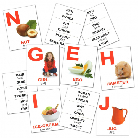 Картки Домана міні Алфавіт / Alphabet англо-укр. Вундеркінд з пелюшок 2100065275318