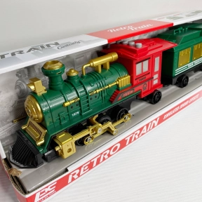 Паровоз довжиною 43 см, парогенерація, звуки, інерція, підсвічування, на батарейках, 1 вагон, 2183
