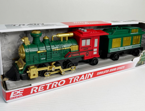 Паровоз довжиною 43 см, парогенерація, звуки, інерція, підсвічування, на батарейках, 1 вагон, 2183