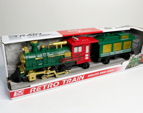 Паровоз довжиною 43 см, парогенерація, звуки, інерція, підсвічування, на батарейках, 1 вагон, 2183