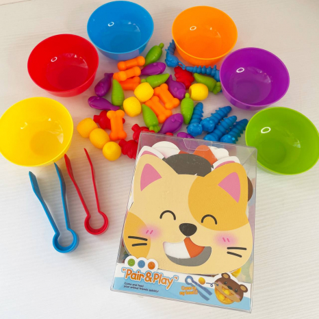 Логическая игра-сортер Накорми животное, 2 щипца, 6 тарелочек 2188-113