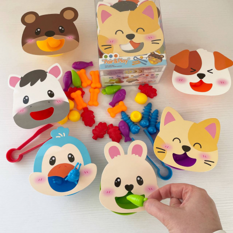 Логическая игра-сортер Накорми животное, 2 щипца, 6 тарелочек 2188-113