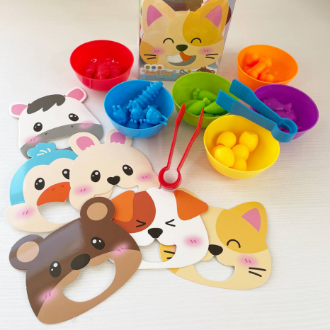 Логическая игра-сортер Накорми животное, 2 щипца, 6 тарелочек 2188-113