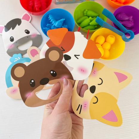 Логічна гра-сортер Нагодуй тваринку, 2 щипці, 6 тарілочок 2188-114