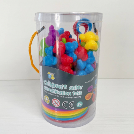 Логічна гра сортер  “Ведмедики коали” на вивчення кольорів 6 мисочок, 2 пари щипців 2188-27