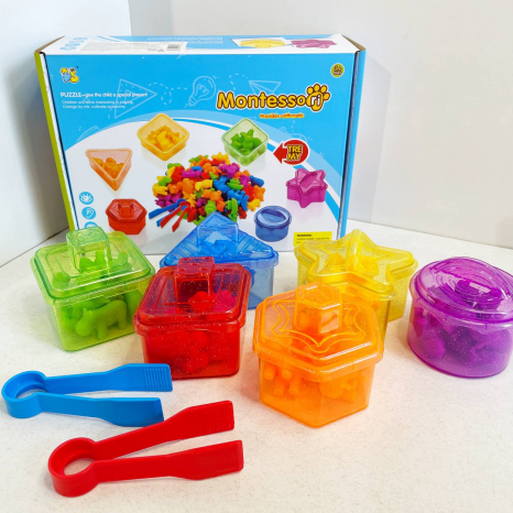 Логічний сортер на кольори з фігурками Тварини, щипці, геометричні фігури