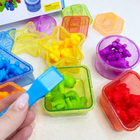 Логічний сортер на кольори з фігурками Тварини, щипці, геометричні фігури