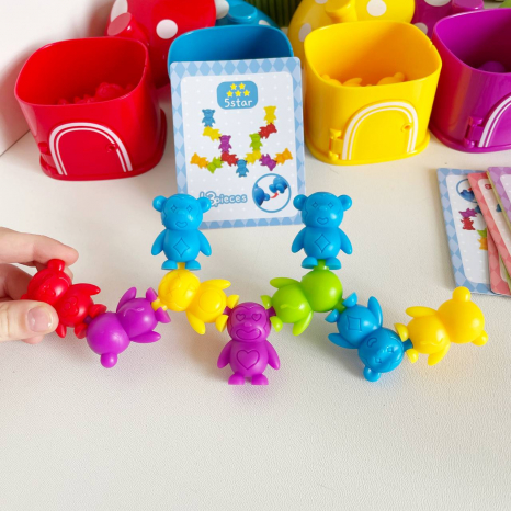 Логічна гра-сортер будиночки мухоморчики з картками із завданнями, ключами,36 фігурок медведиків 2188-55