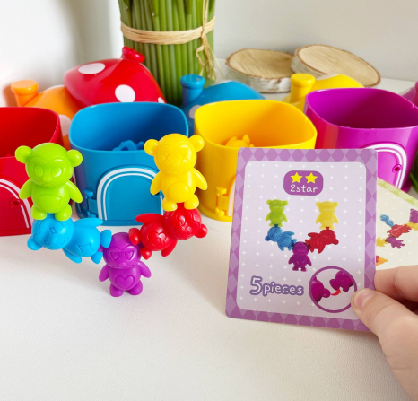 Логічна гра-сортер будиночки мухоморчики з картками із завданнями, ключами,36 фігурок медведиків 2188-55