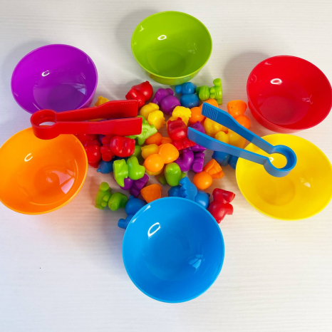 Логічна гра-сортер, Тваринки 36 елементів, 6 тарілочок, 2 пари щипців, 2188-85