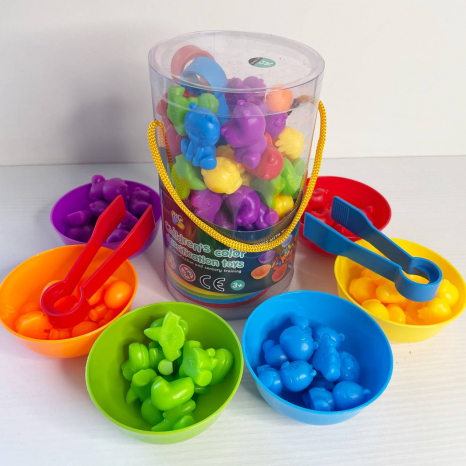 Логічна гра-сортер, Тваринки 36 елементів, 6 тарілочок, 2 пари щипців, 2188-85