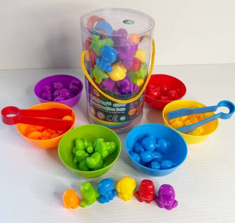 Логічна гра-сортер, Тваринки 36 елементів, 6 тарілочок, 2 пари щипців, 2188-85