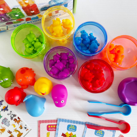 Логічна гра сортер+конструктор, вивчаємо кольори з фігурками тварин, картки із завданнями, 2188-86