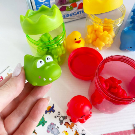 Логічна гра сортер+конструктор, вивчаємо кольори з фігурками тварин, картки із завданнями, 2188-86