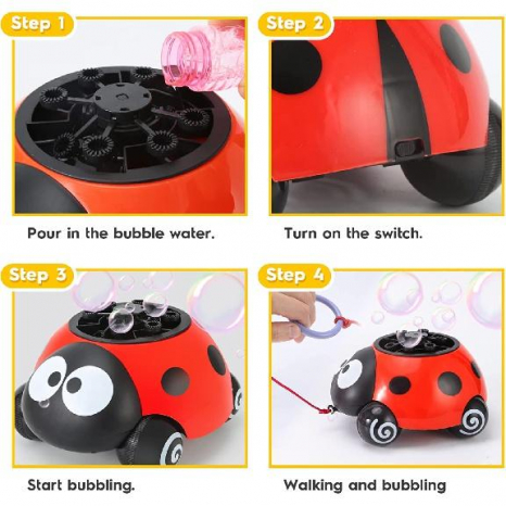 Іграшка-каталка Пристрій для мильних бульбашок Жук - Сонечко на акумуляторі 2201-1