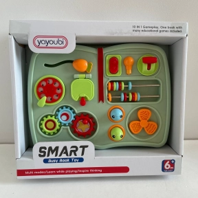 Развивающий бизиборд 10в1 с шестернями, зеркалом, спинером и световыми звуковыми эффектами 221