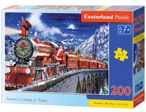 Картонные пазлы 200 элементов 2254 Castorland Новогодний экспресс Санты