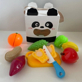 Набор продуктов на липучках с ножом и доской в коробке панда 228K60