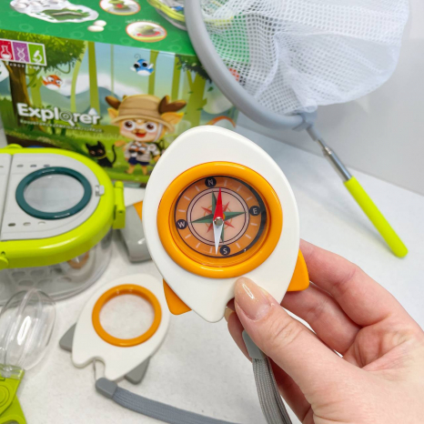 Набір дослідника дитячий (бокс для спостережень, бінокль, компас, сачок, ліхтарик) 229