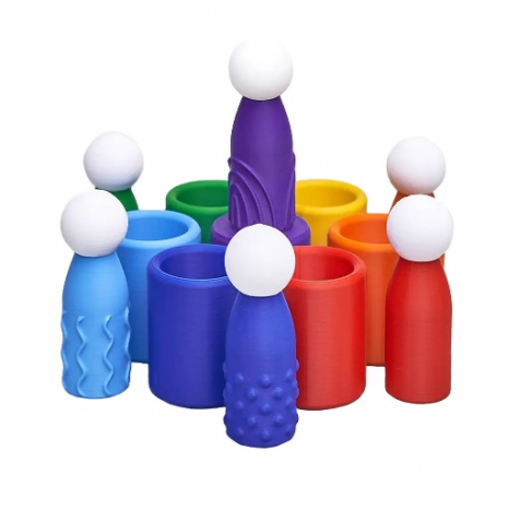 Розвиваюча гра сортер Тактильні кольорові чоловічки Монтессорі (великі 7 шт) 23012b