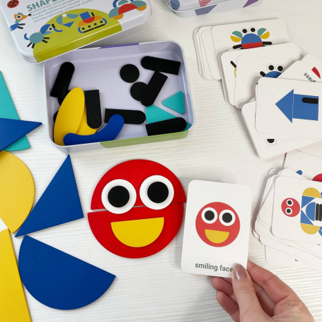 Дерев`яна Мозаїка з геометричними фігурами та картками, 2305-64