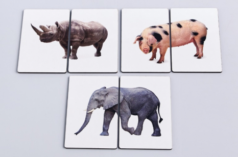 Дерев'яні пазли-половинки Тварини (3 рівня складності) з доповненою реальністю (AR)