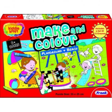 Картонний розвиваючий пазл - розмальовка Дитячий майданчик і пляж, 23103 Frank