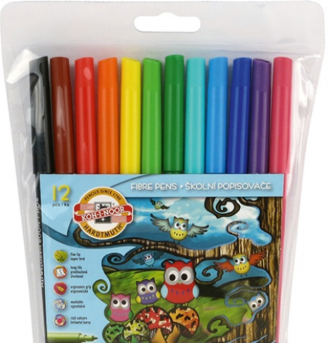 Фломастери "Совенята" 12 кольорів, KOH-I-NOOR