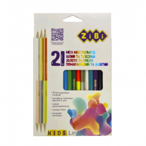Олівці кольорові тригранні 21 колір  2441 ZiBi  KIDS LINE (1/24)